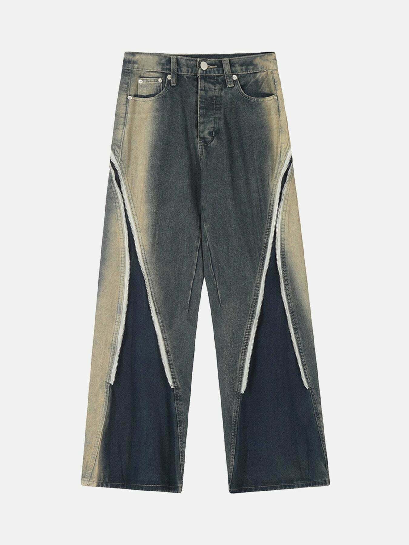 Gradient Straight Leg Denim Wide Leg Pants: Gen Z K-POP Streetwear