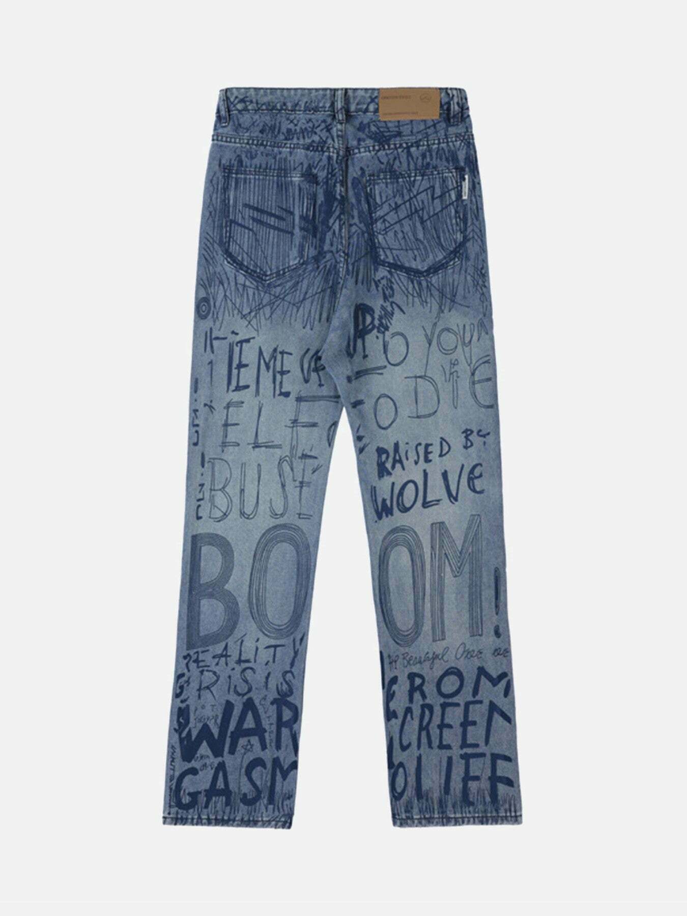 Graffiti Alphabet Hip-hop Jeans for Gen Z Streetwear - 1743