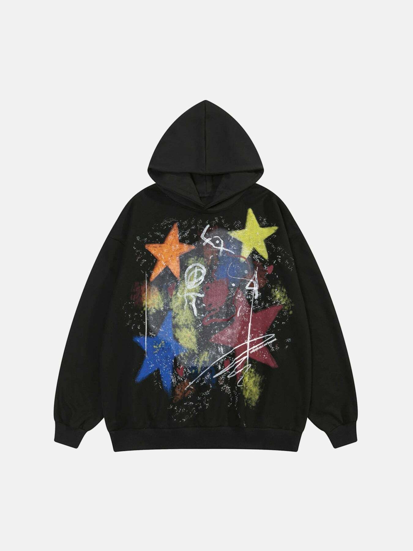 Graffiti Ink Splash Print Hoodie for Gen Z Streetwear Fans