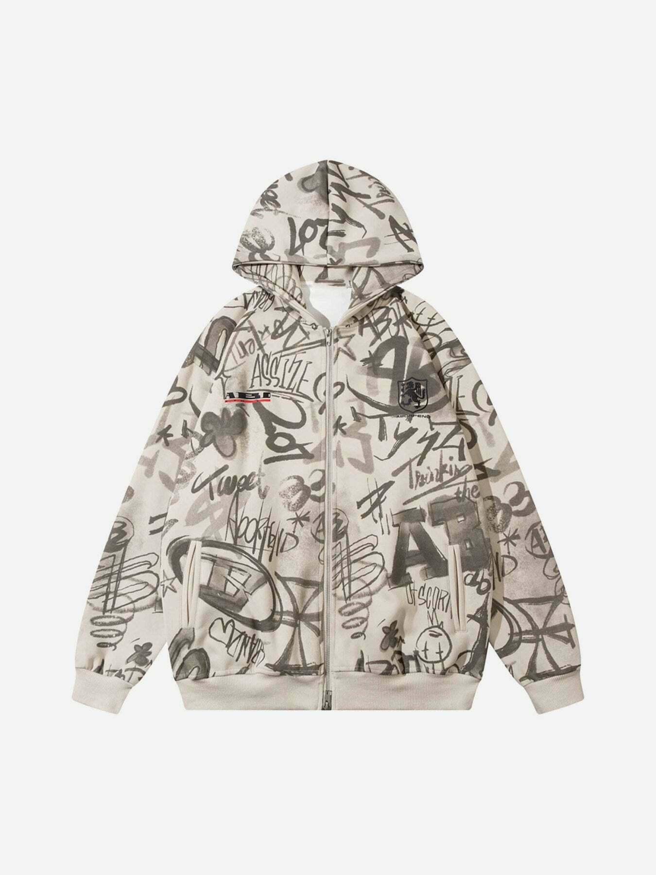 Graffiti Print Hoodie: Trendy Streetwear for Gen Z & K-POP Fans