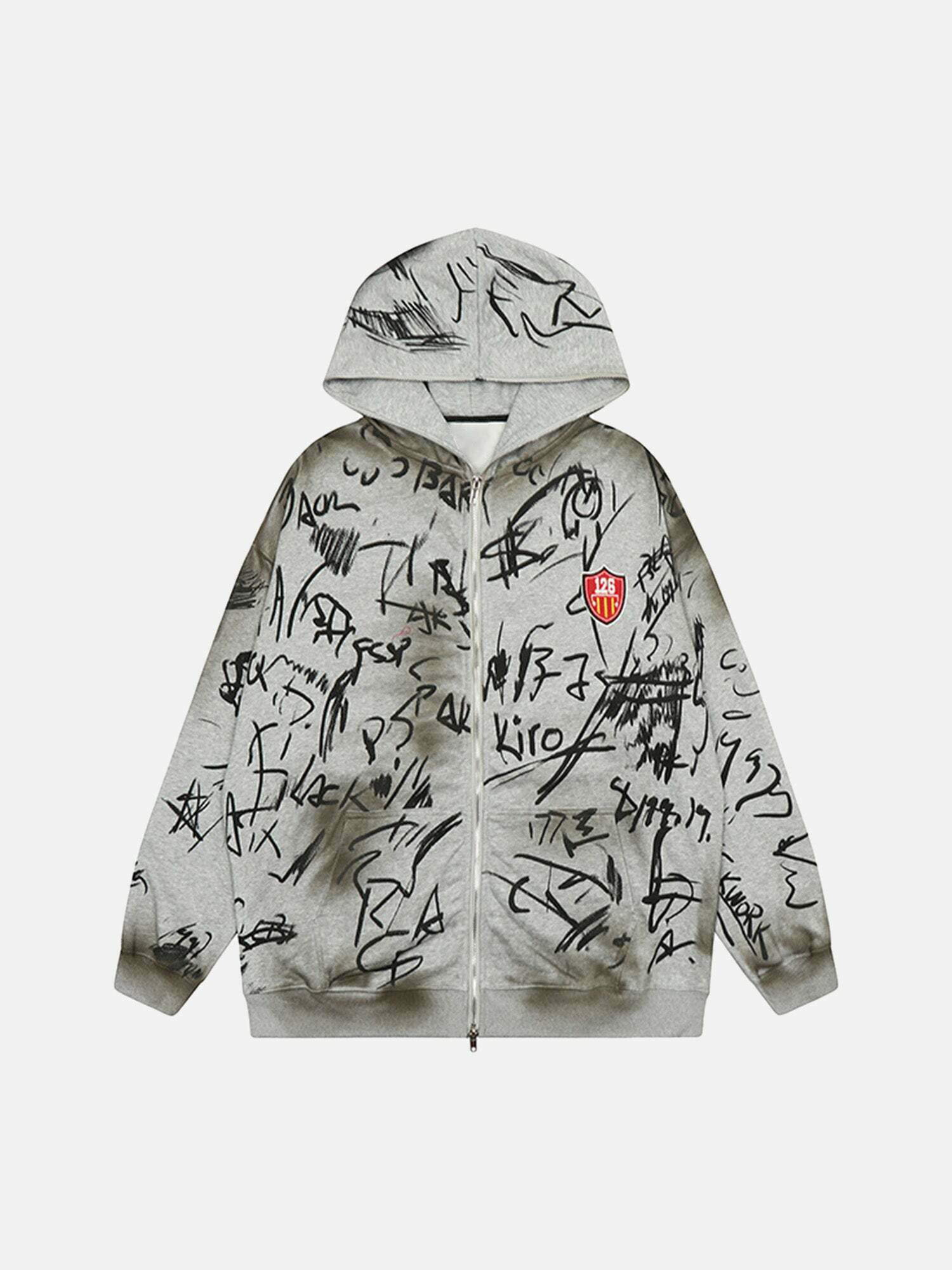 Graffiti Zipper Hoodie: Gen Z Streetwear with Y2K Vibe