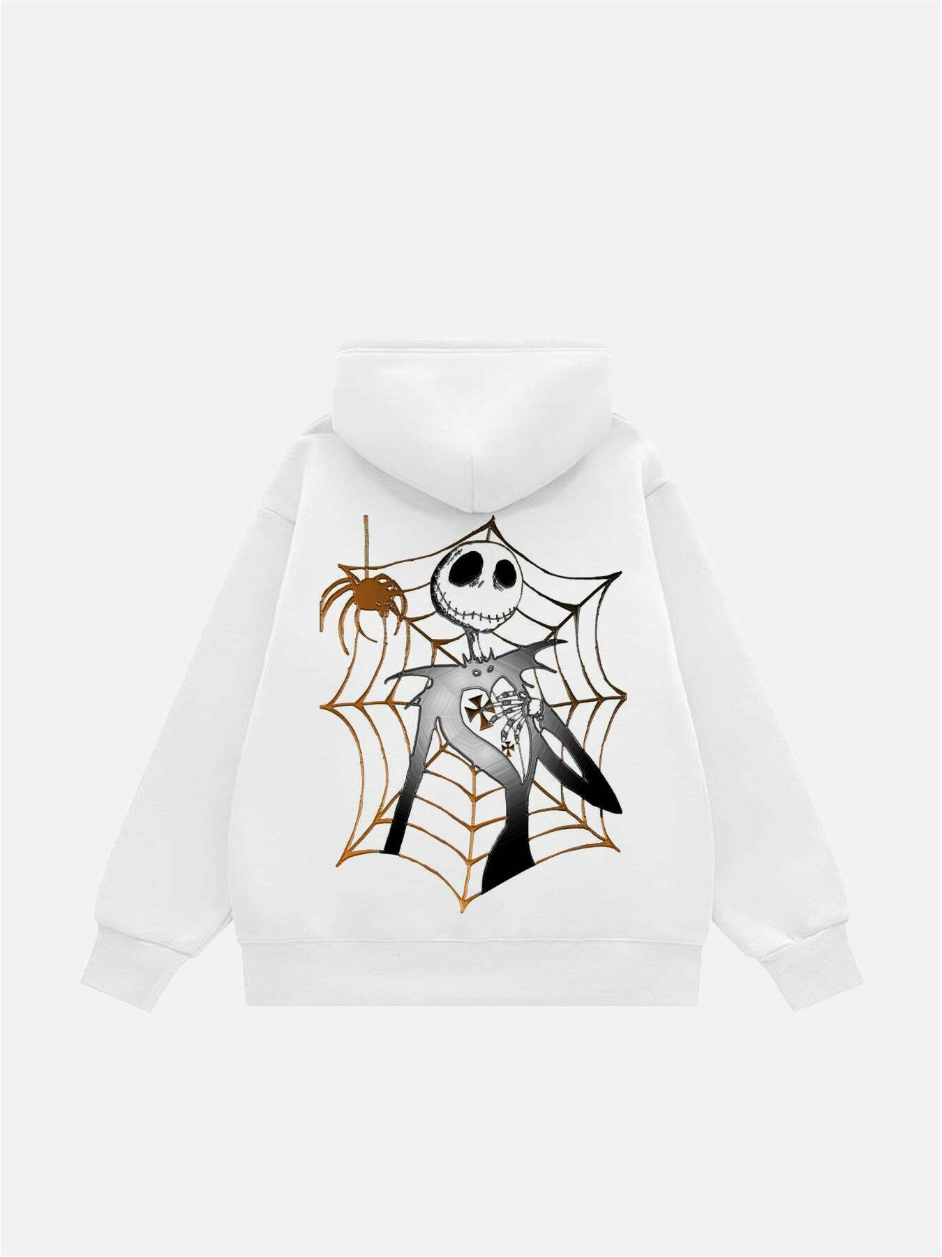 Halloween Spider Web Print Fleece Hoodie for Gen Z Fashion: Y2K Streetwear & K-POP Style