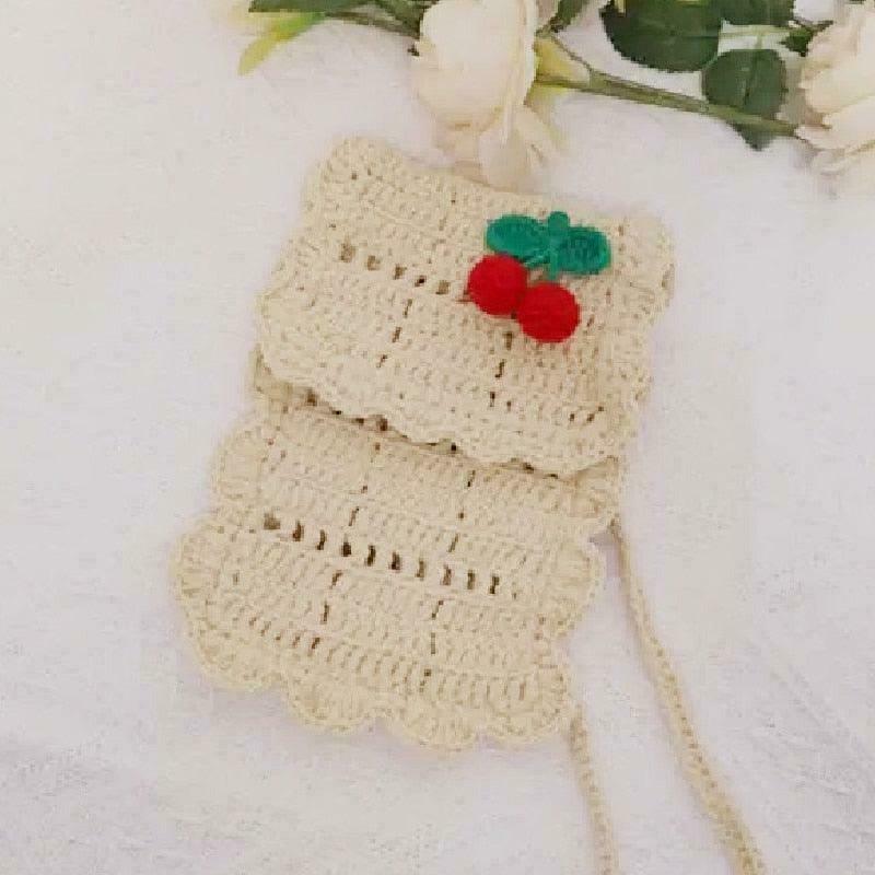 Hand-Crocheted Cotton Strawberry Mini Bag for Gen Z K-POP Streetwear Fashion