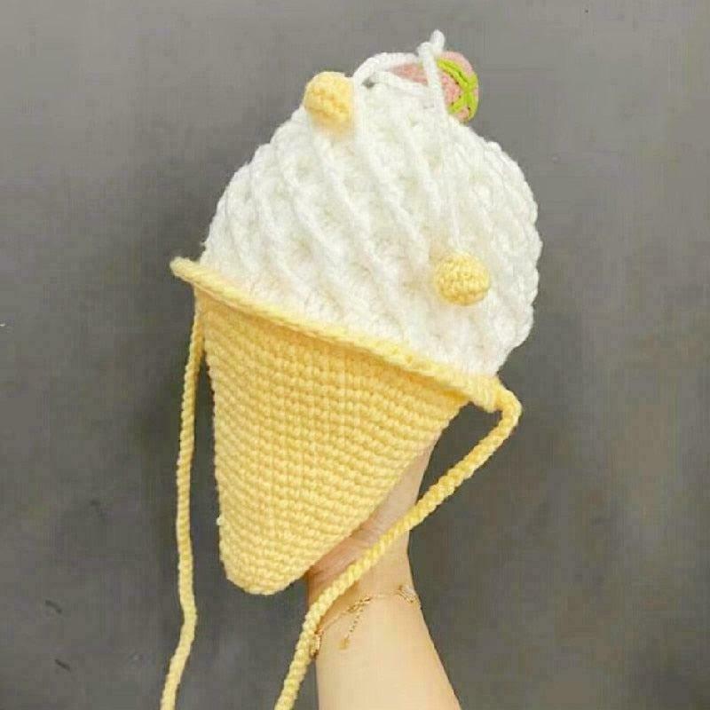 Hand-Crocheted Cotton & Wool Ice Cream Shoppe Mini Bag