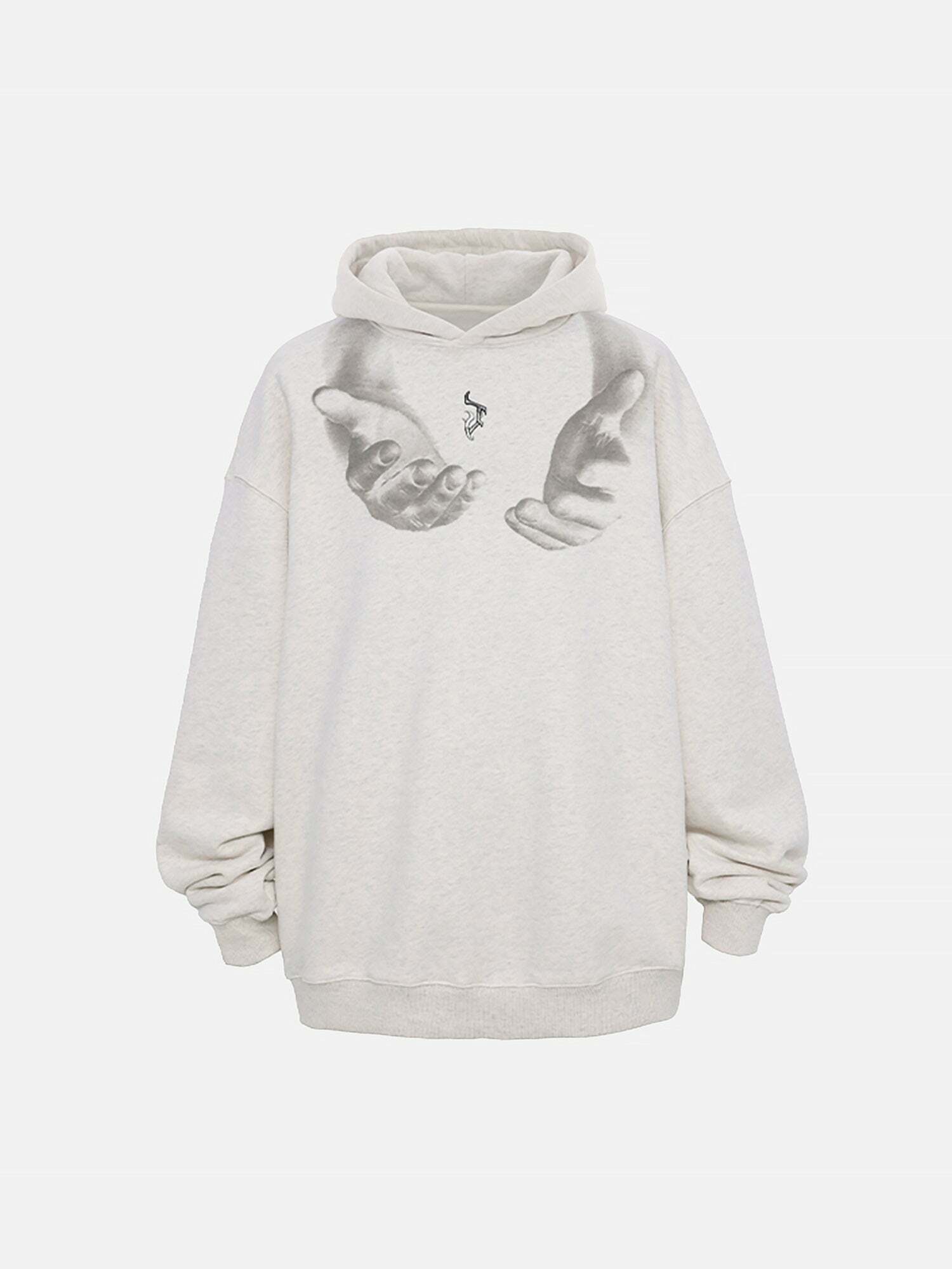 Hand Print Monogram Hoodie: Trendy Gen Z Streetwear