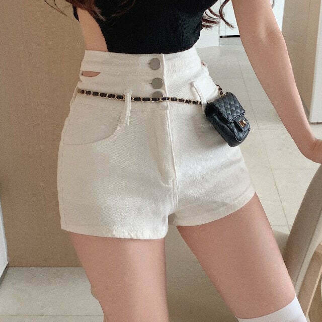 High Waist Button-Up Wide Leg Denim Shorts for Gen Z Streetwear Fashion