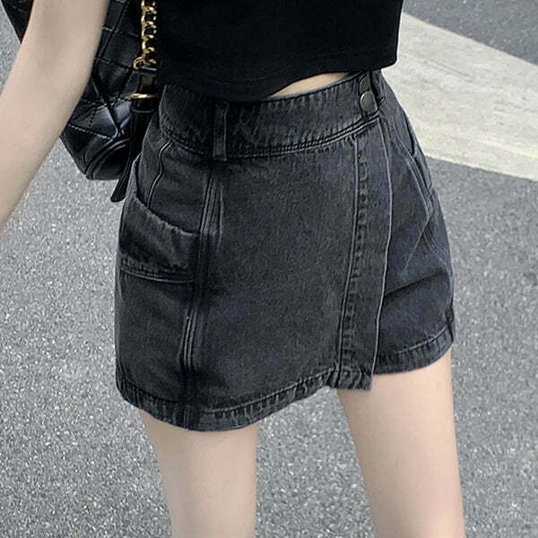 High Waist Irregular Denim Skirt Shorts for Trendy Gen Z Fashion