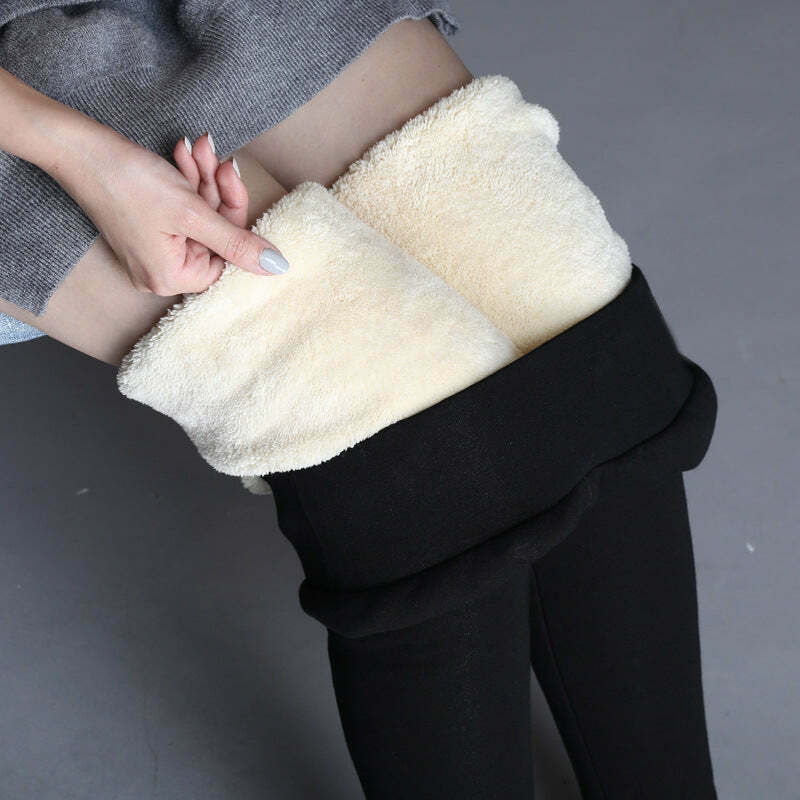 High Waist Lamb Fleece Thermal Pants for Gen Z Fashion: Y2K Streetwear & K-POP