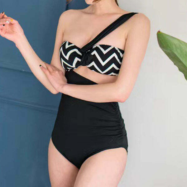 High Waist Y2K Style One-Piece Swimsuit for Gen Z Fashionistas