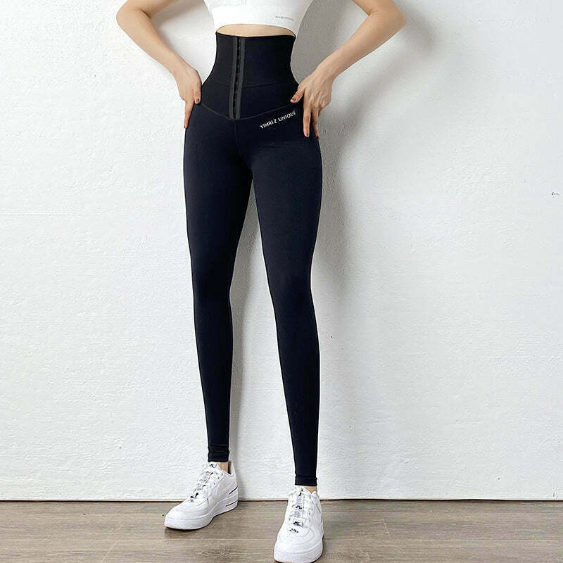 High-Waisted Skinny Stretch Yoga Pants for Gen Z Fashion: K-POP, Streetwear, Y2K