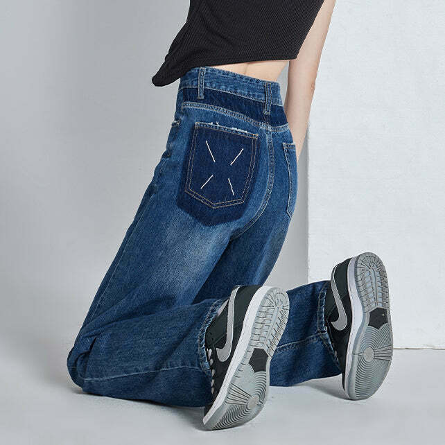 High-Waisted Wide-Leg Jeans: Trendy Gen Z K-POP Streetwear