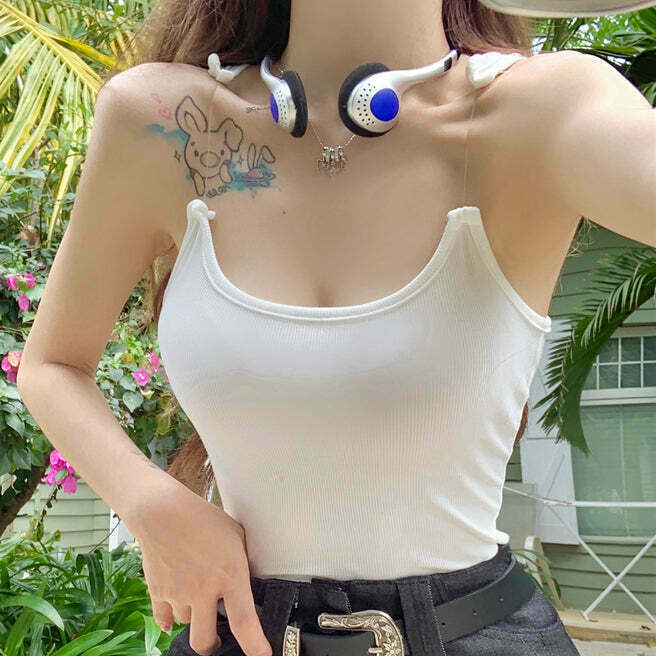 Invisible Cami Seamless Top with Disappearing Shoulder Strap | Gen Z Fashion, K-POP, Streetwear, Y2K