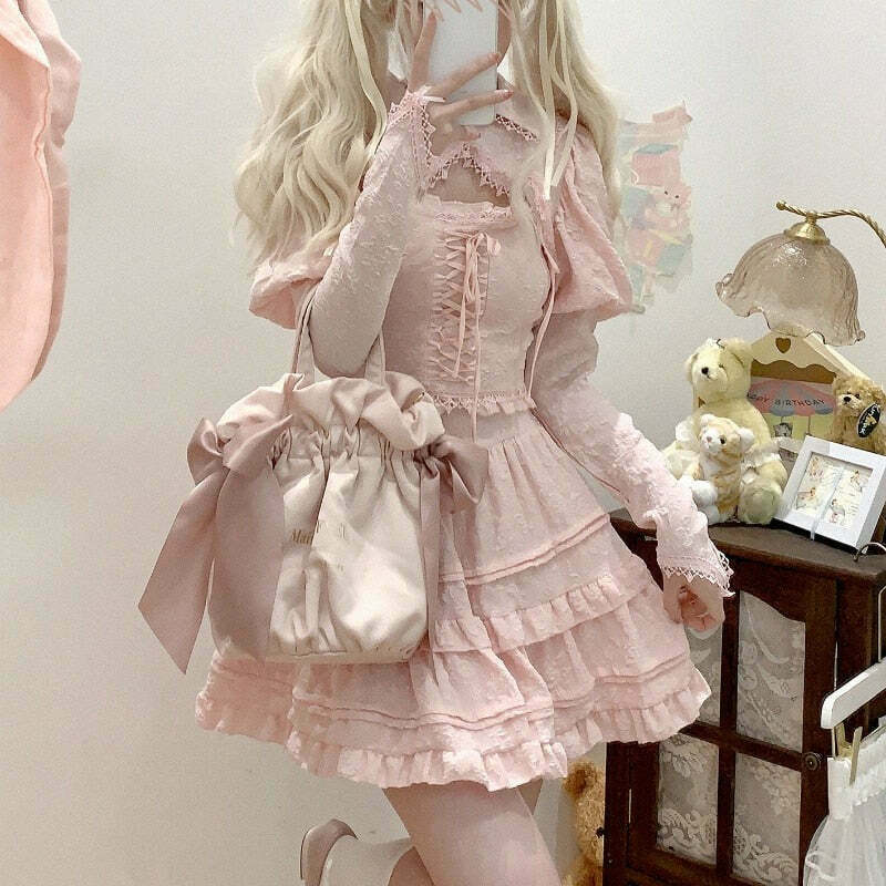 Kaede's Kawaii Corset Top with Cardigan & Skirt Set - Gen Z Fashion