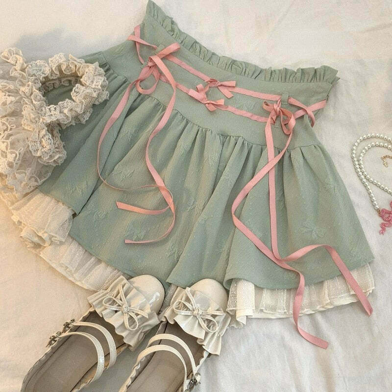 Kawaii Fairycore Corset Top with Skirt and Peter Pan Overlay Set