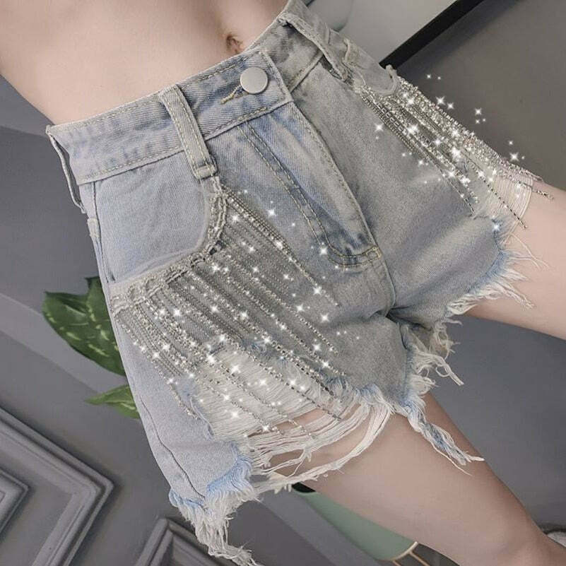 Kawaii Fairycore Denim Shorts for Gen Z Streetwear Style