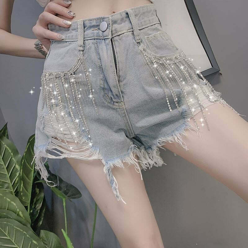 Kawaii Fairycore Denim Shorts for Gen Z Streetwear Style