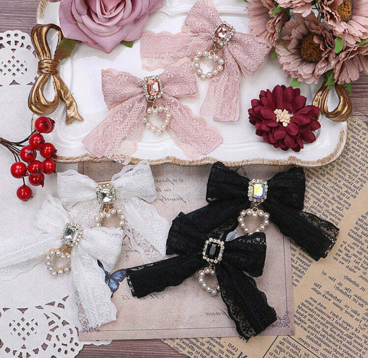 Kawaii Ice Cream Heart Hair Bow Clip Set for Gen Z Streetwear Fashion