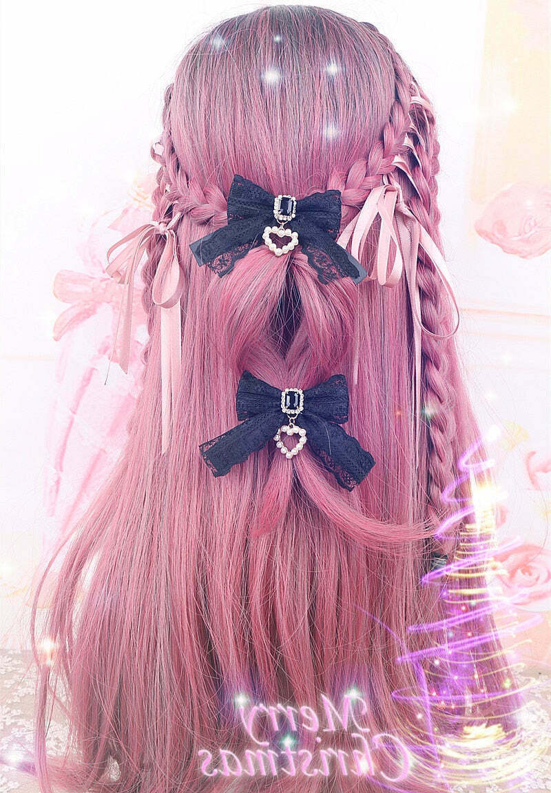 Kawaii Ice Cream Heart Hair Bow Clip Set for Gen Z Streetwear Fashion