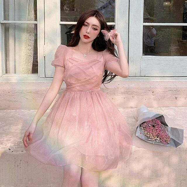 Kawaii Princesscore Rose Dusk Dress for Gen Z Fashionistas