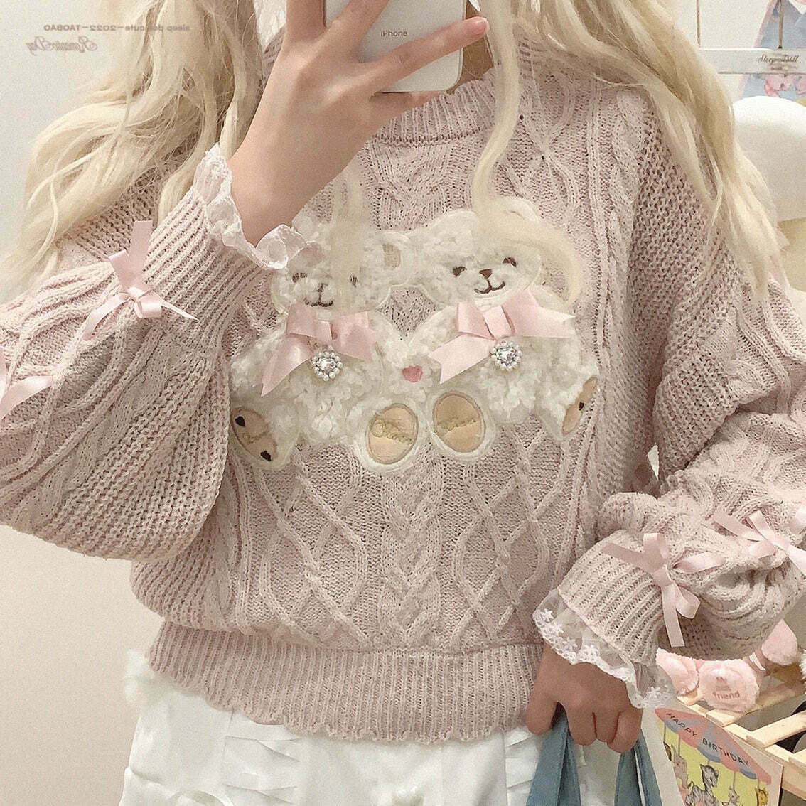 Kawaii Princesscore Teddy Bear Top for Gen Z Streetwear