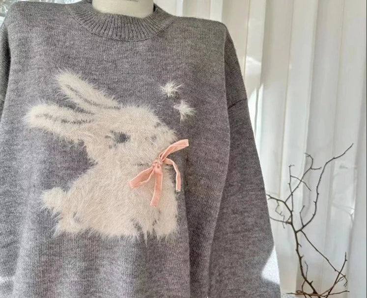 Kawaii Snow Bunny Princesscore Sweater for Gen Z Streetwear