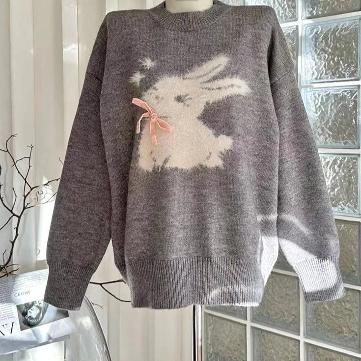 Kawaii Snow Bunny Princesscore Sweater for Gen Z Streetwear