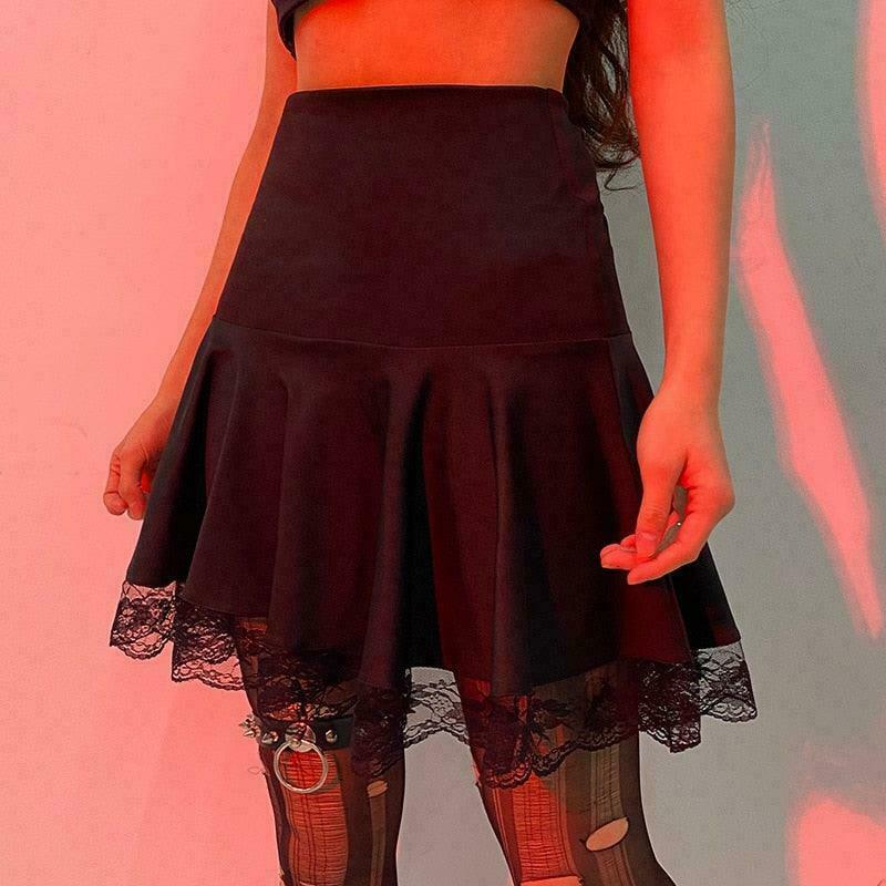 Lace Fairy Grunge High Waist Skirt - Gen Z K-POP Streetwear