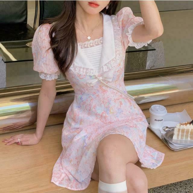 Lacy Skies Princesscore Dress: Gen Z K-POP Streetwear for Y2K Fashion