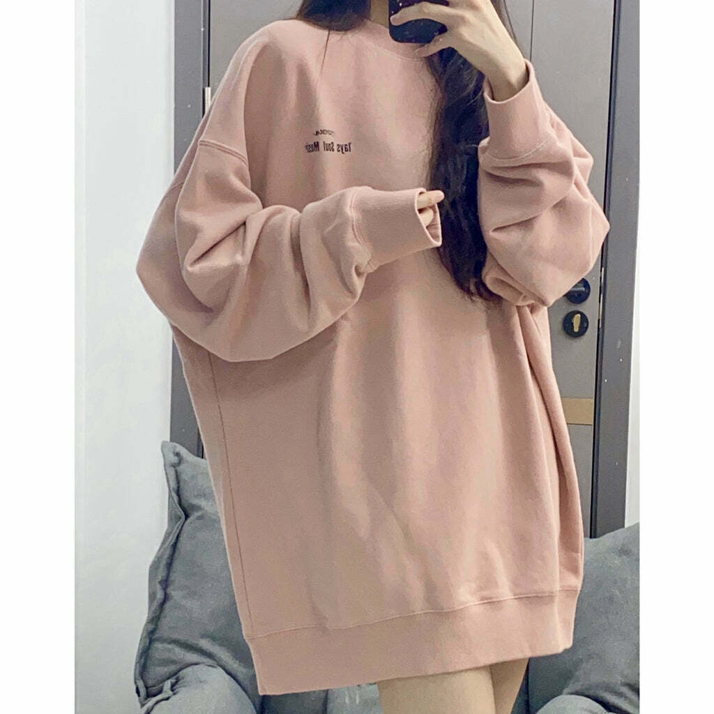 Laminated Print Oversized Sweatshirt: Gen Z K-POP Streetwear