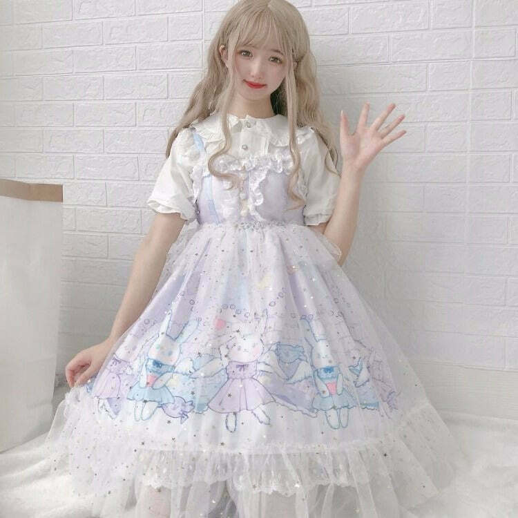 Magical Bunny Ball Fairycore Princess Dress for Gen Z K-POP Streetwear