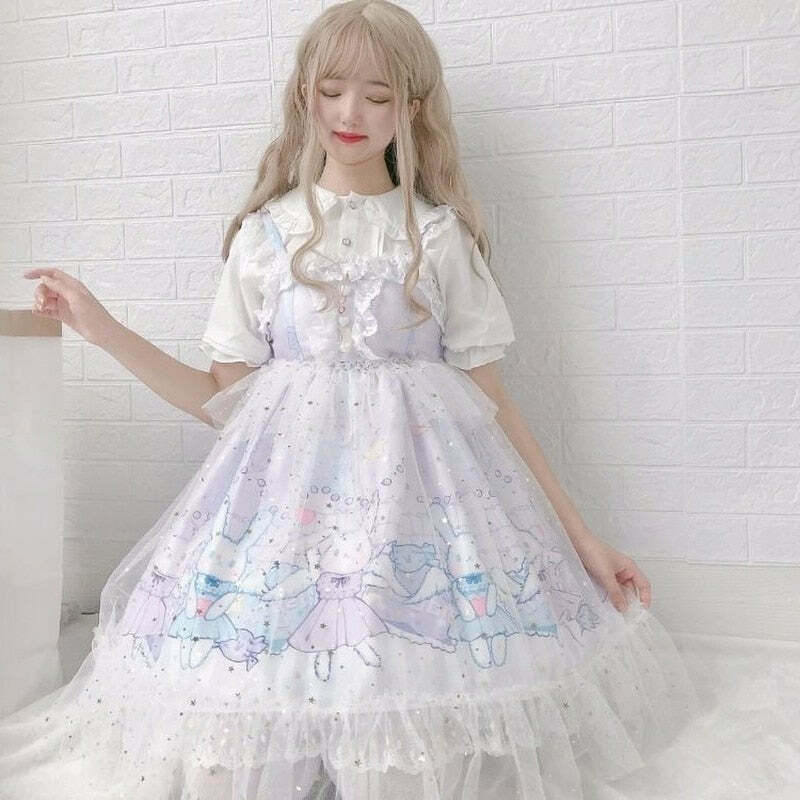 Magical Bunny Ball Fairycore Princess Dress for Gen Z K-POP Streetwear