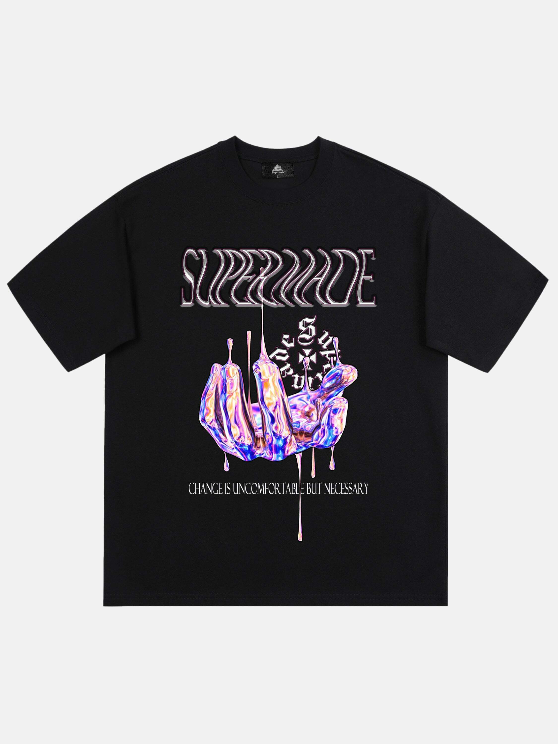 Metal Print Logo Tee: Handmade Gen Z K-POP Streetwear Y2K Fashion