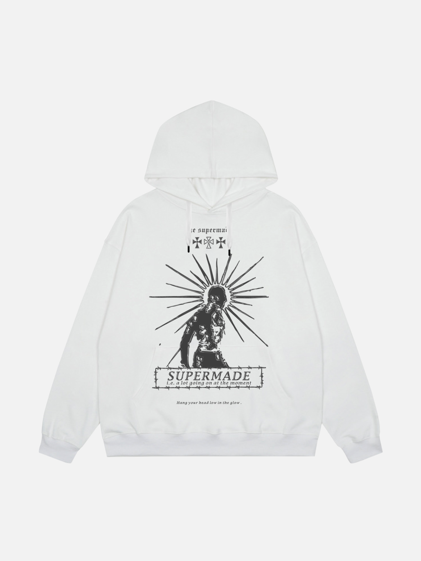 Metallic Hip Hop Figure Hoodie for Gen Z Streetwear Style