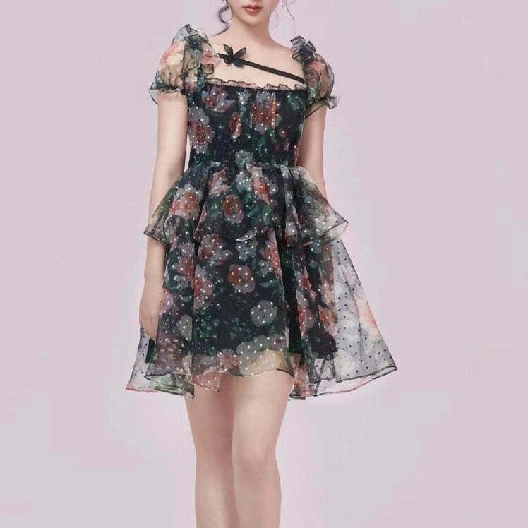 Midnight Stars Rose Garden Cottagecore Princess Gothic Dress