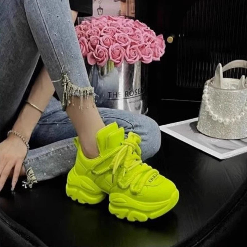 Neon Chunky Sneakers: Trendy Gen Z K-POP Streetwear