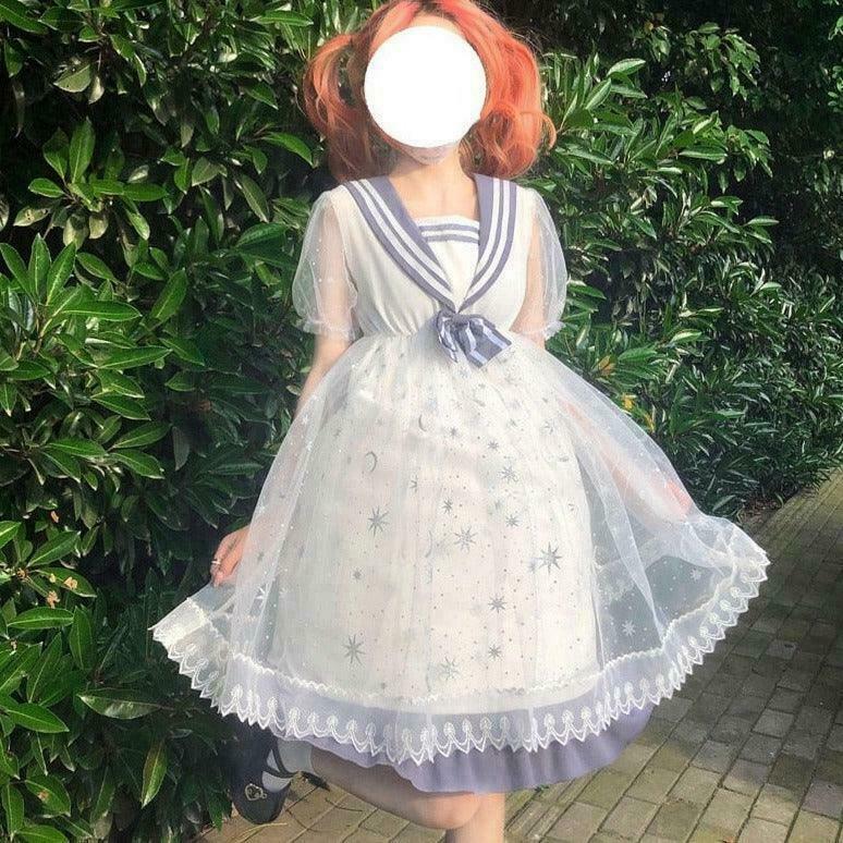 Night Sky Glow Fairycore Princess Dress for Gen Z Streetwear