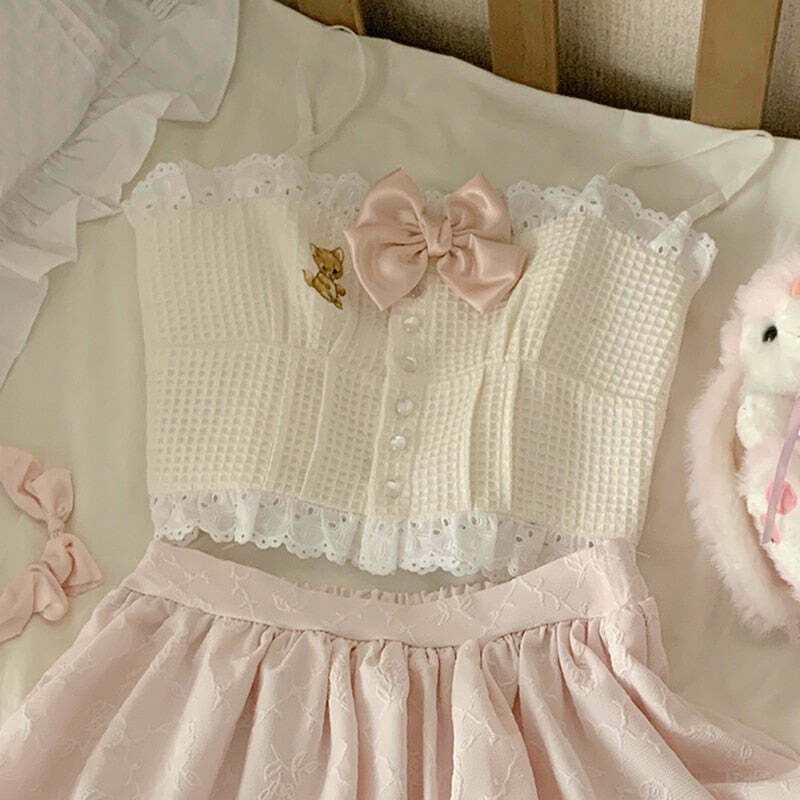 Pastel Kawaii Princesscore Baby Kitten Top for Gen Z Streetwear