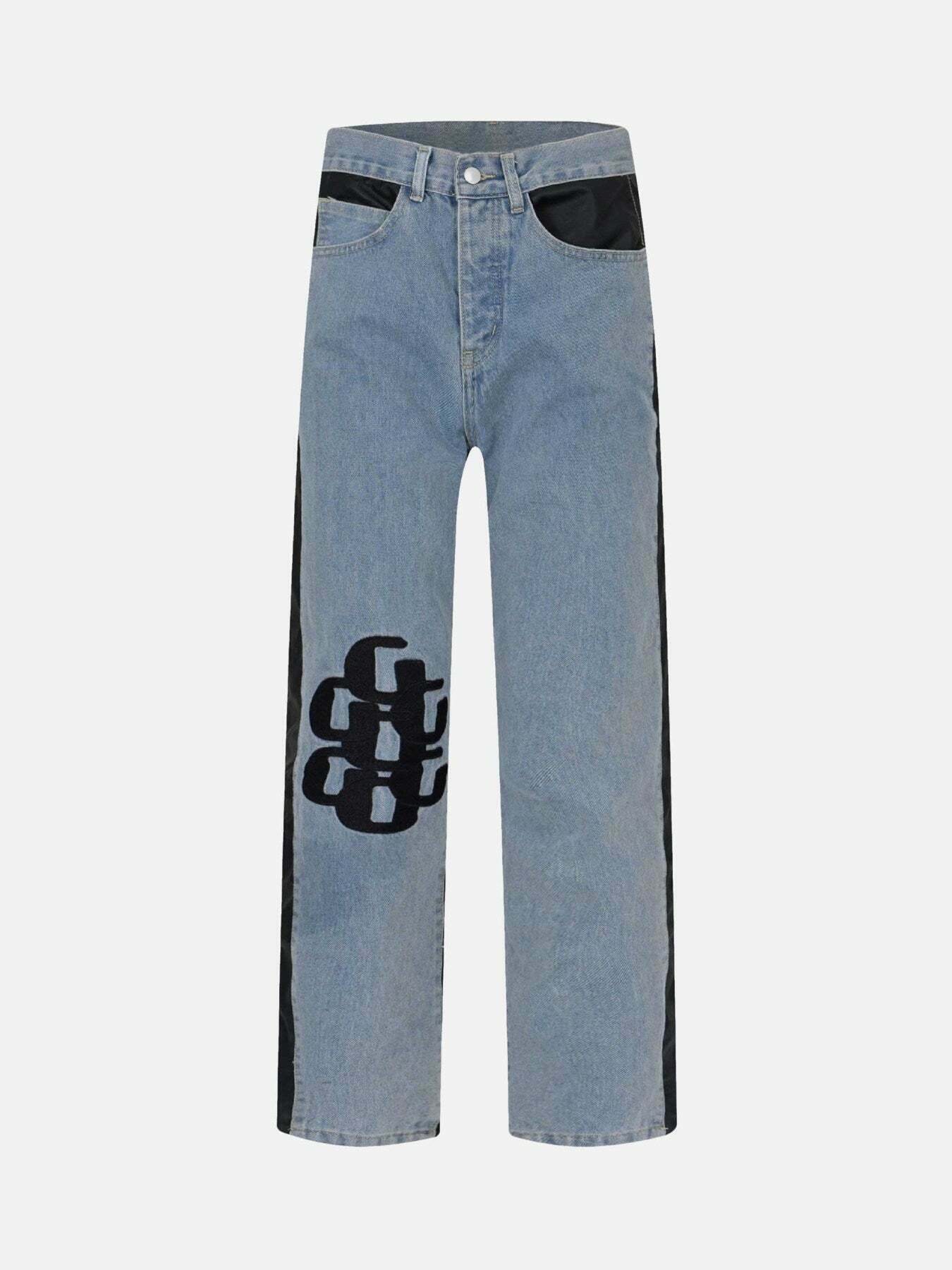 Patchwork Denim Jeans: Trendy Gen Z K-POP Streetwear for Y2K Fashion