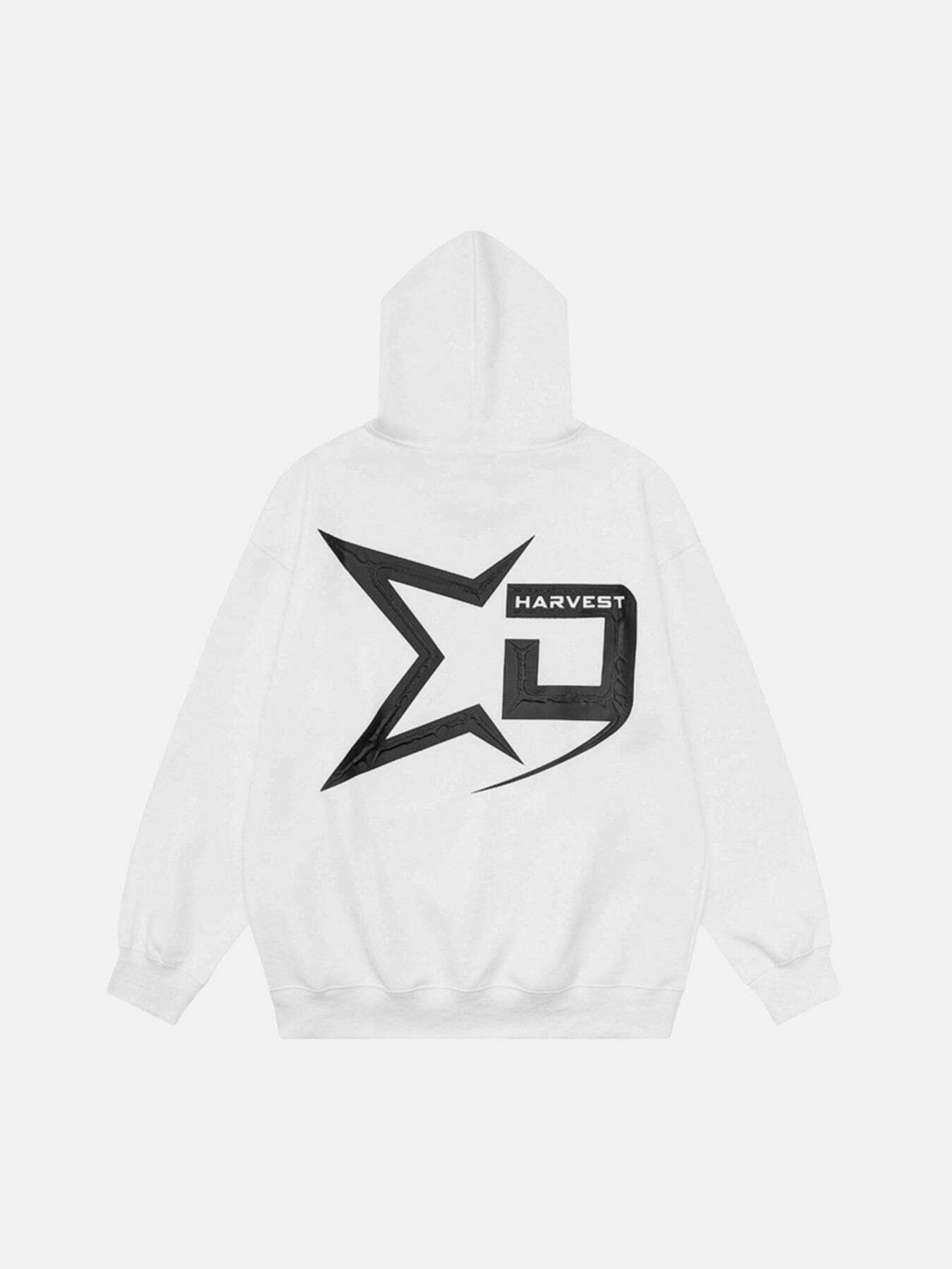 Pentagram Print Hoodie: Trendy Gen Z K-POP Streetwear for Y2K Style