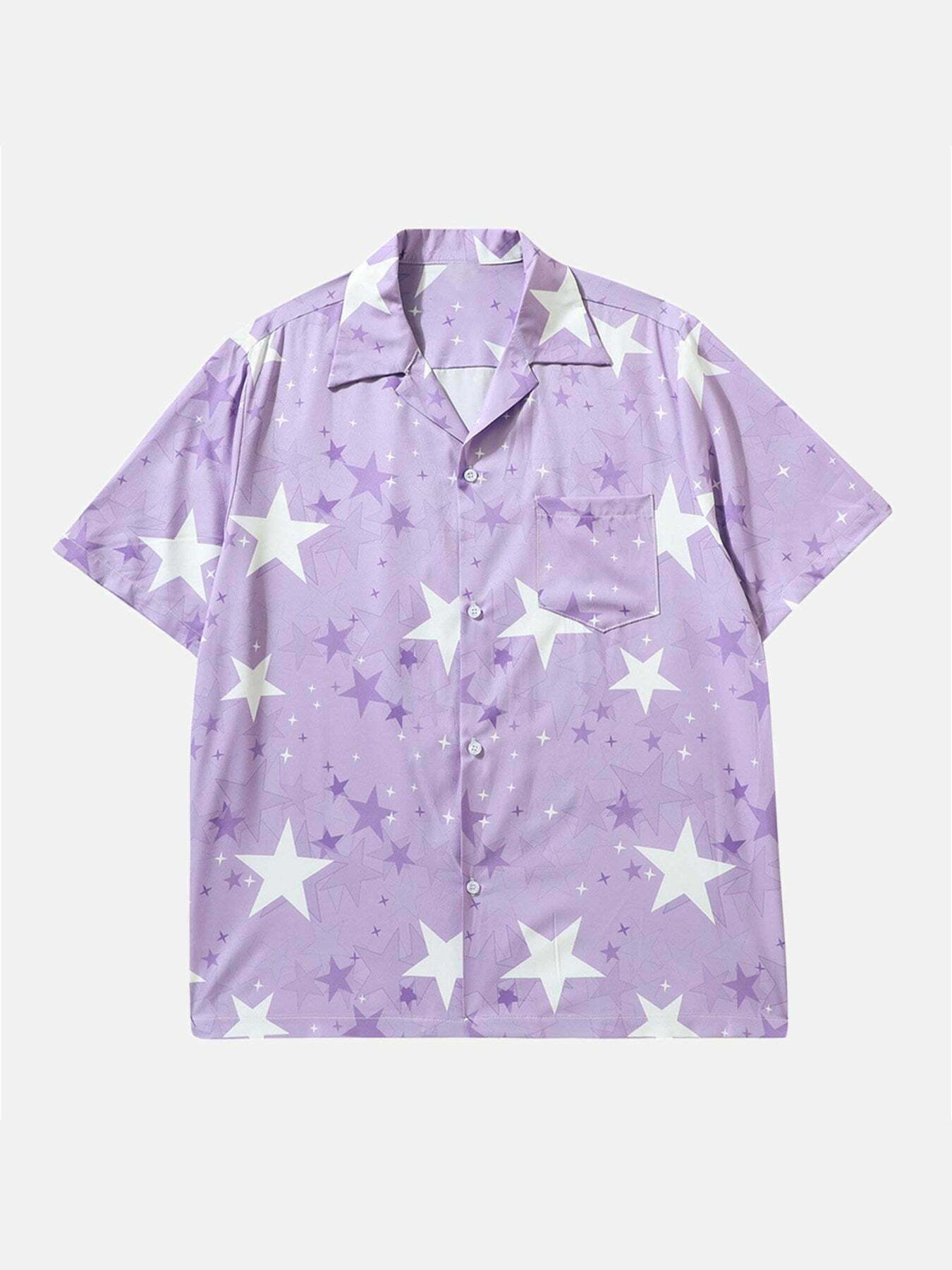 Pentagram Print Short-Sleeve Shirt: Gen Z K-POP Streetwear Y2K Fashion