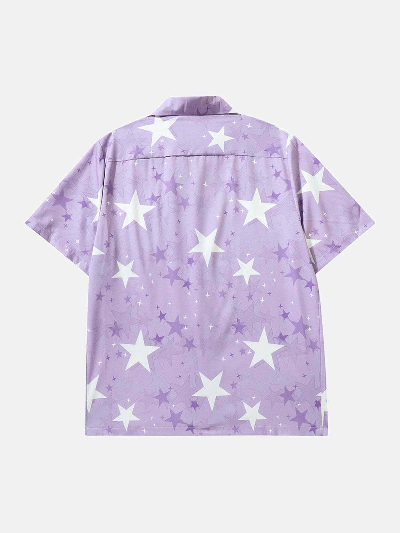 Pentagram Print Short-Sleeve Shirt: Gen Z K-POP Streetwear Y2K Fashion