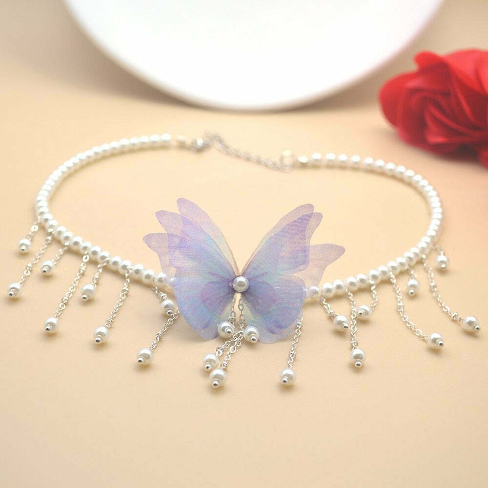 Periwinkle Butterfly Fae Cottagecore Princesscore Kawaii Choker