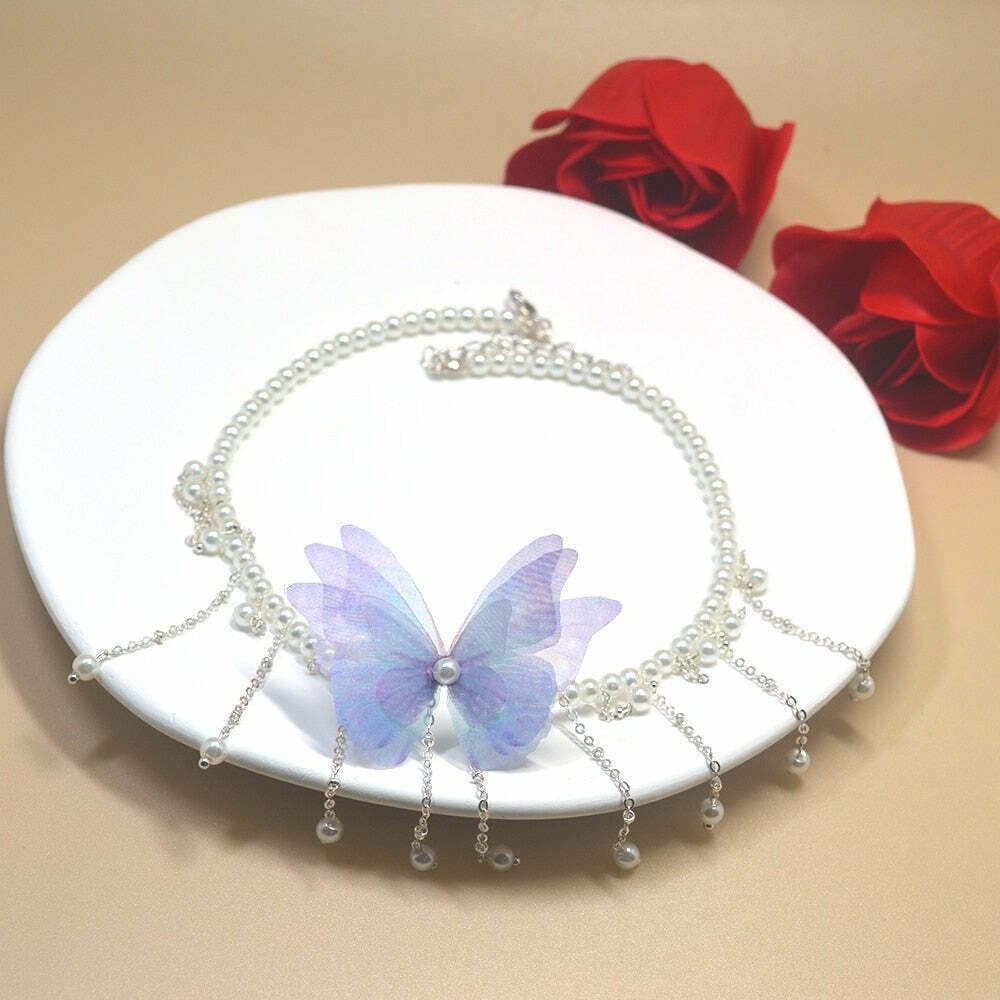 Periwinkle Butterfly Fae Cottagecore Princesscore Kawaii Choker