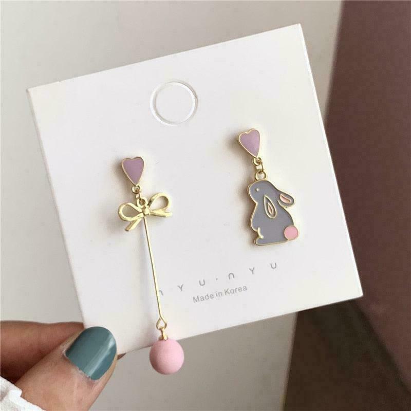 Pink Bunny Fairycore Earrings for Gen Z Fashionistas