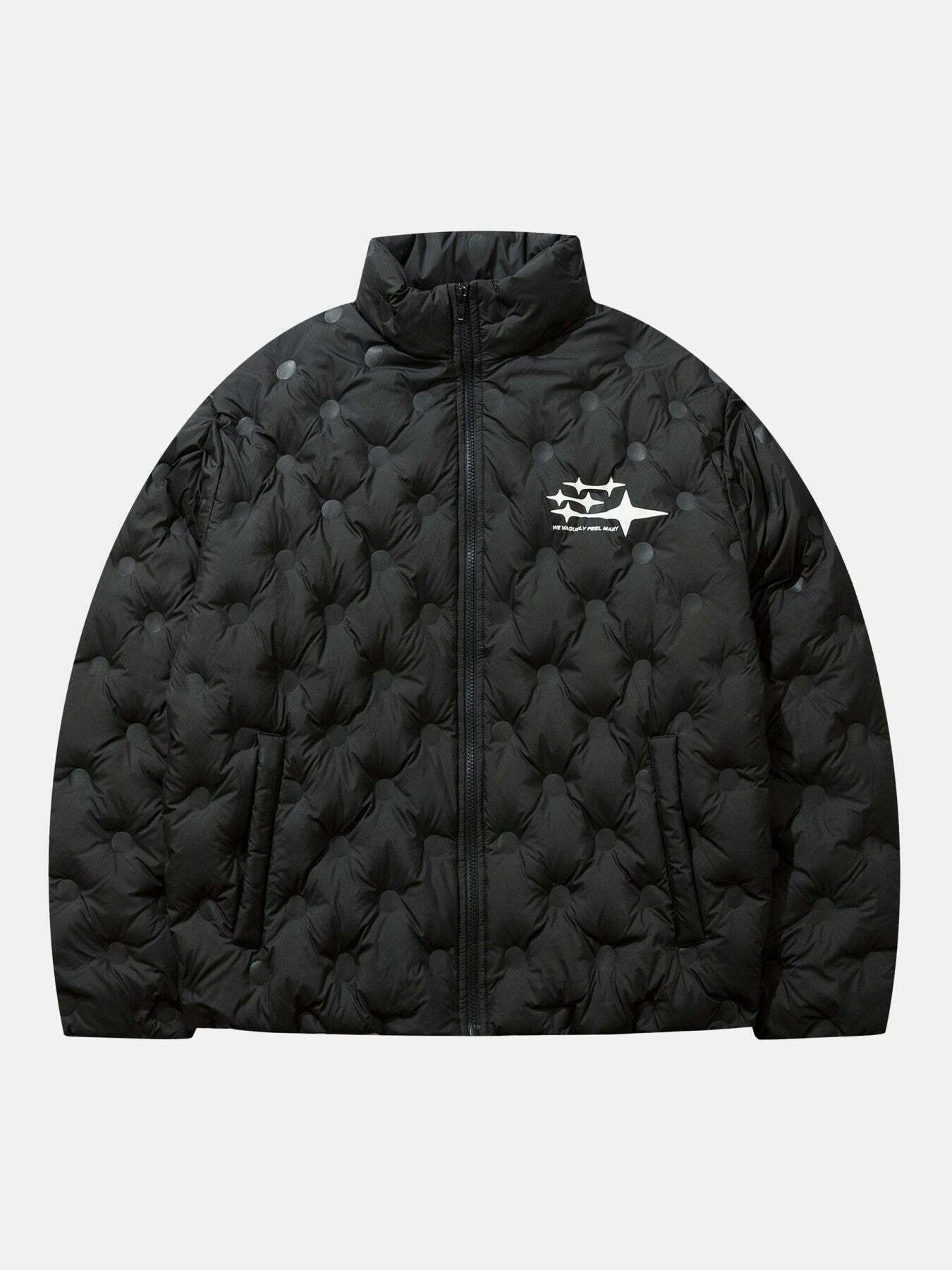 Polaris Letter Print Down Jacket for Gen Z Streetwear Style