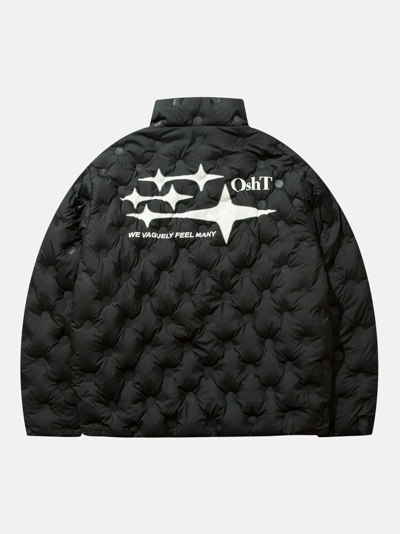 Polaris Letter Print Down Jacket for Gen Z Streetwear Style