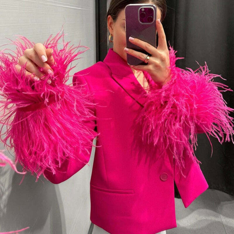 Pom Pom Barbie Streetwear Blazer for Gen Z and K-POP Fashion