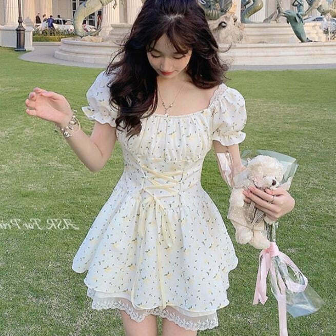 Poppy Seed Fairycore Princess Dress for Gen Z K-POP Streetwear