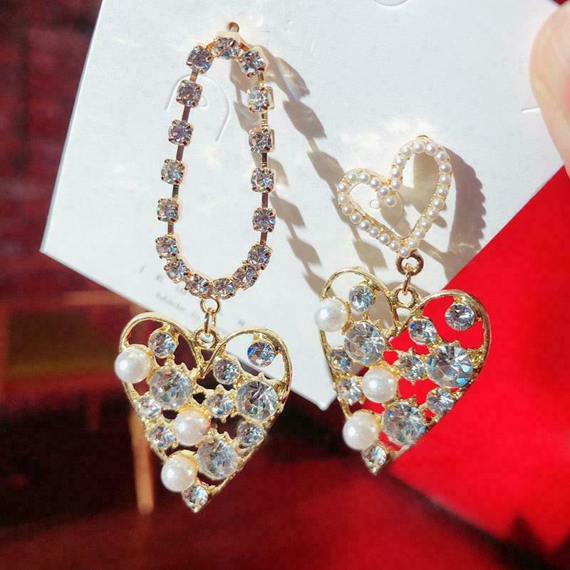 Princesscore Heart Earrings: Gen Z K-POP Streetwear Y2K Fashion