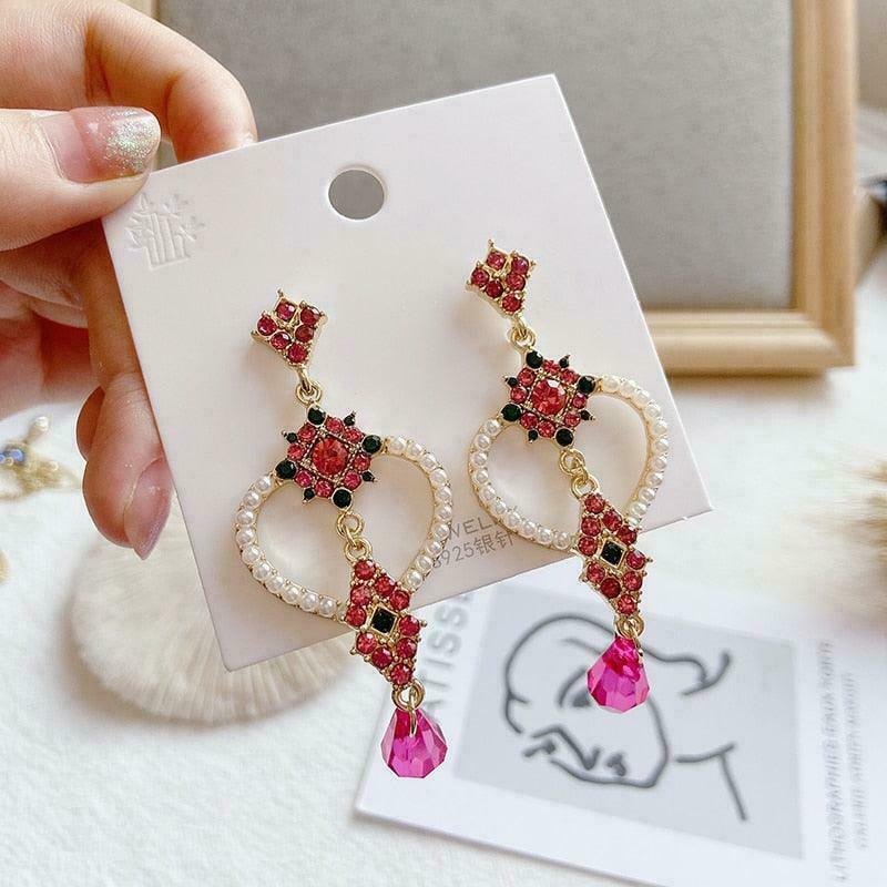 Princesscore Heart Earrings: Trendy Gen Z K-POP Streetwear